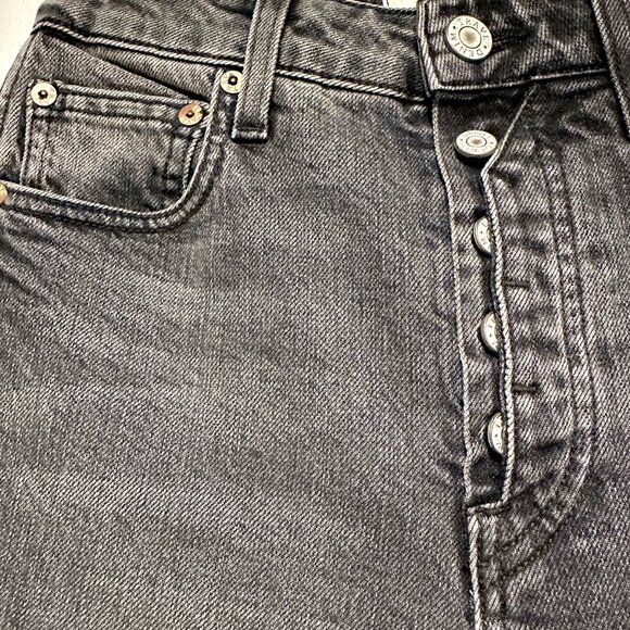 TRAVE‎ DENIM Lawson High Rise Button Fly Slim Straight Leg Jeans • 24 • grey - Picture 3 of 13